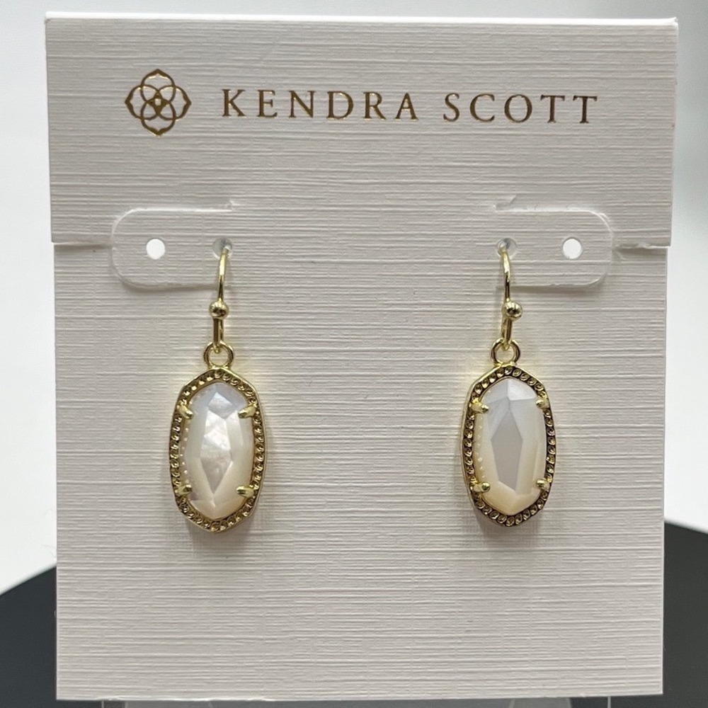 Kendra Scott Lee Faceted Mother of Pearl Drop Dangle Gold Plated earrings New